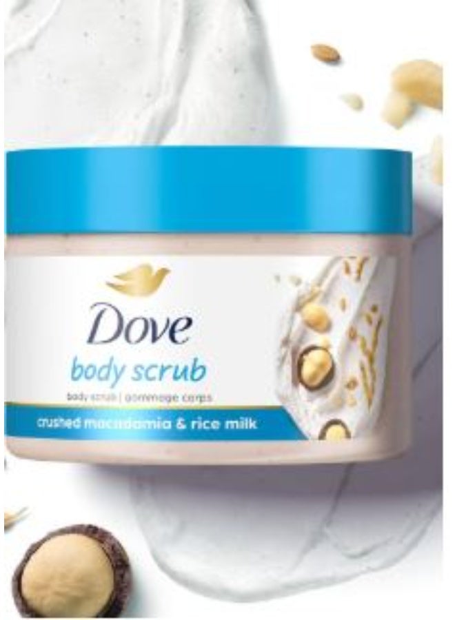 دوف مقشر الجسم المقشر يكشف عن بشرة أكثر نعومة بشكل ملحوظ. مقشر الجسم بحليب الأرز والمكاديميا يغذي البشرة. ٢٩٨ غرام - Image 1